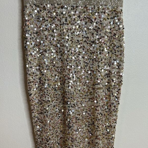Mac Duggal Sequined Plunging V-Neck Sheath Dress 4930L Nude/Gold size 0 - Picture 5 of 14